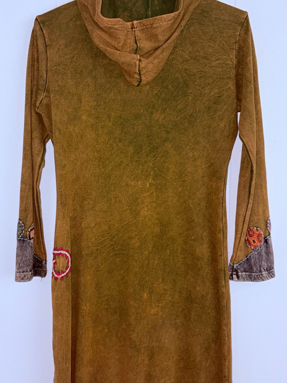 Rising International Women’s L Brown Mineral Wash Embroidered Boho Hooded Jacket - Picture 10 of 10